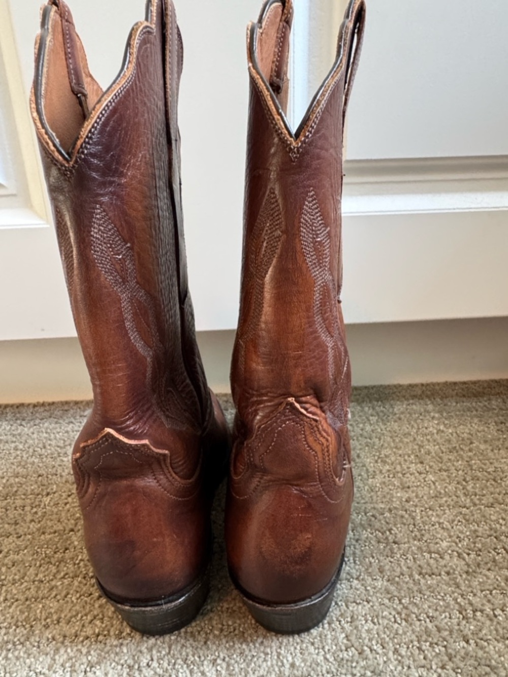 Luxury Women’s Brown Leather Cowboy Boots - Lucchese 2000 - Picture 3 of 7
